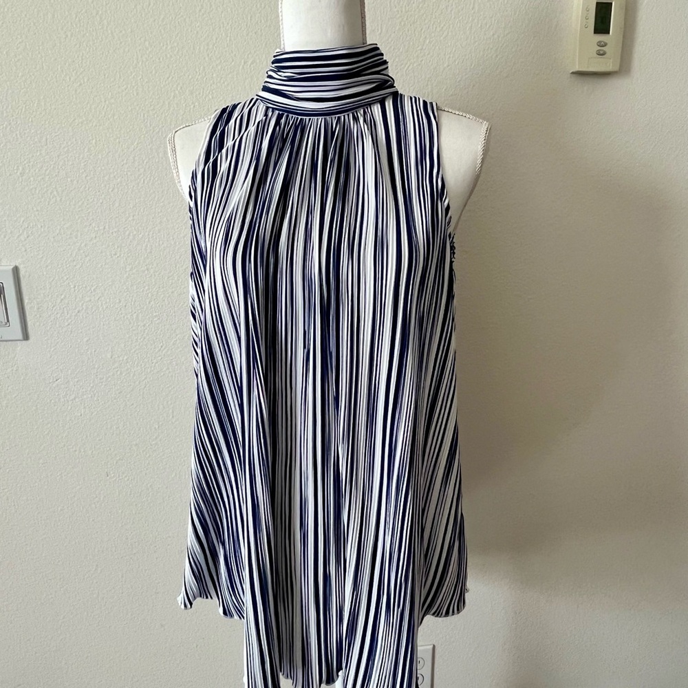 Joseph Navy and White Striped Halter Blouse